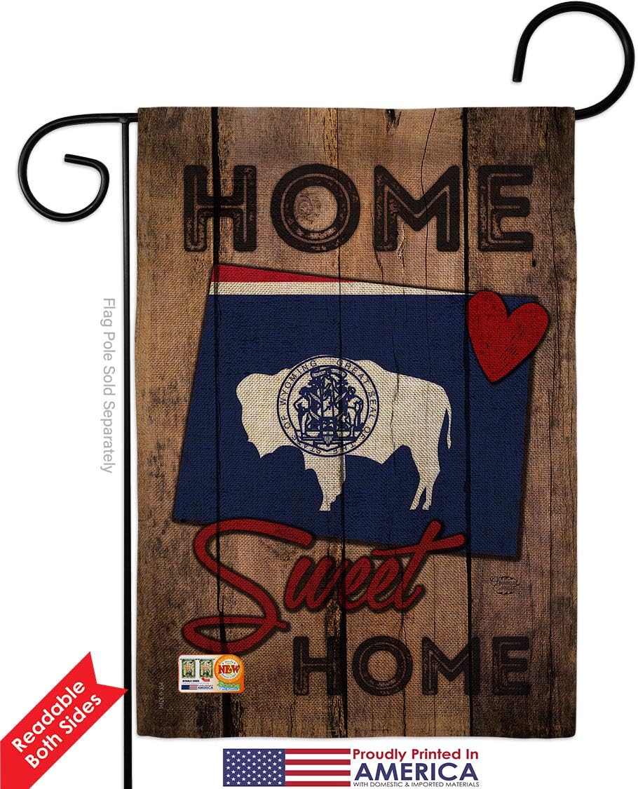 State Wyoming Home Sweet Burlap Garden Flag Americana States USA American Territories Republic Country Particular Area Small Decorative Gift Yard House Banner Double-Sided Made In 13 X 18.5