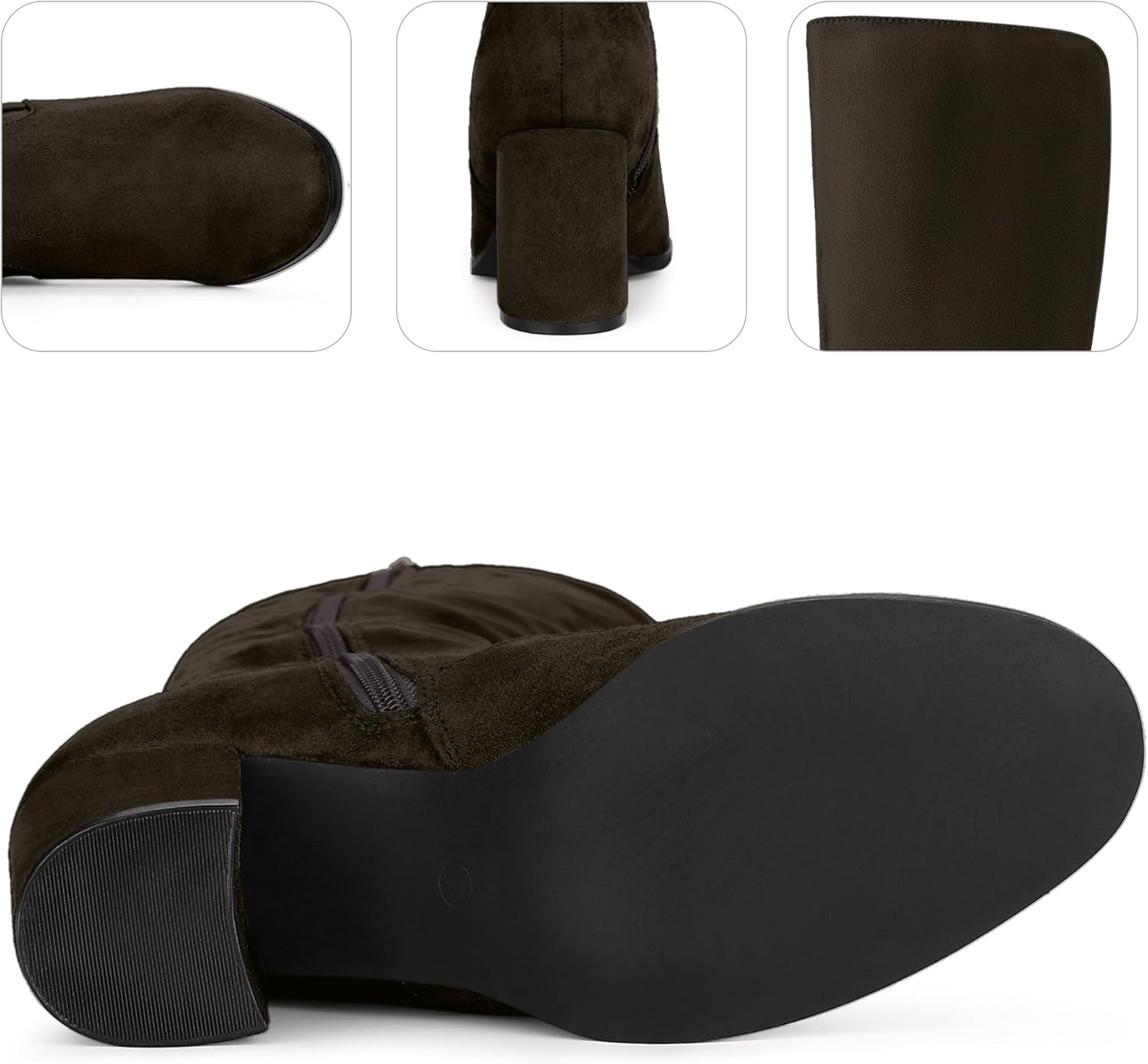 Allegra K Women's Side Zipper Chunky Heel Knee High Boots