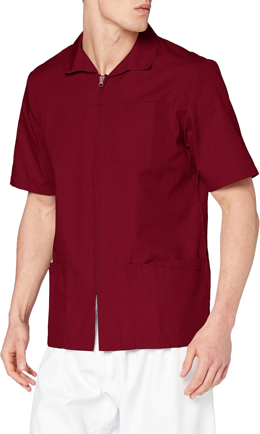 Adar Universal Scrubs for Men - Zippered Short Sleeved Scrub Jacket