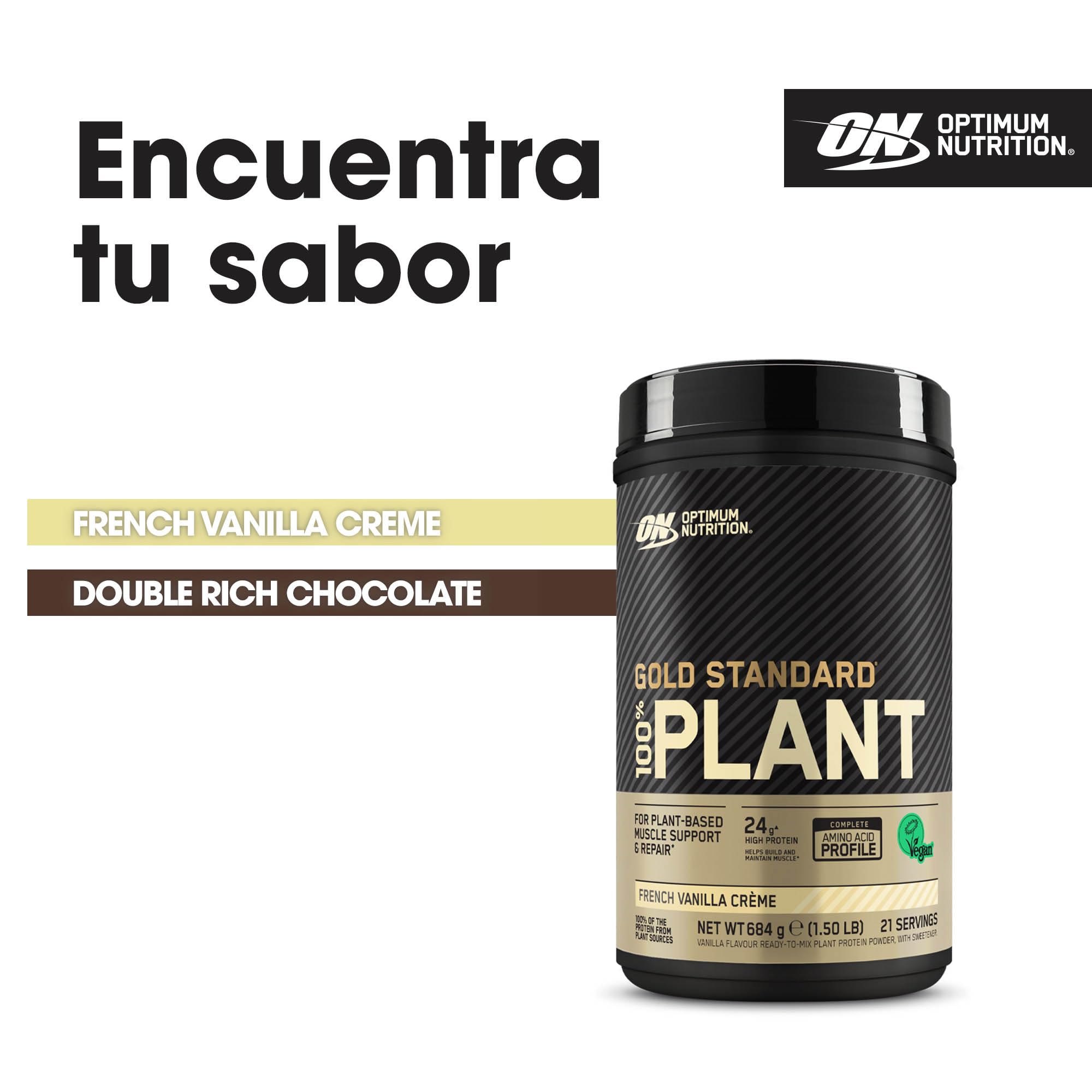 Optimum Nutrition Gold Standard Proteína en Polvo 100% Origen Vegetal para Hombres y Mujeres, para Batido Vegano, Vainilla, 684 g (el empaque puede diferir)