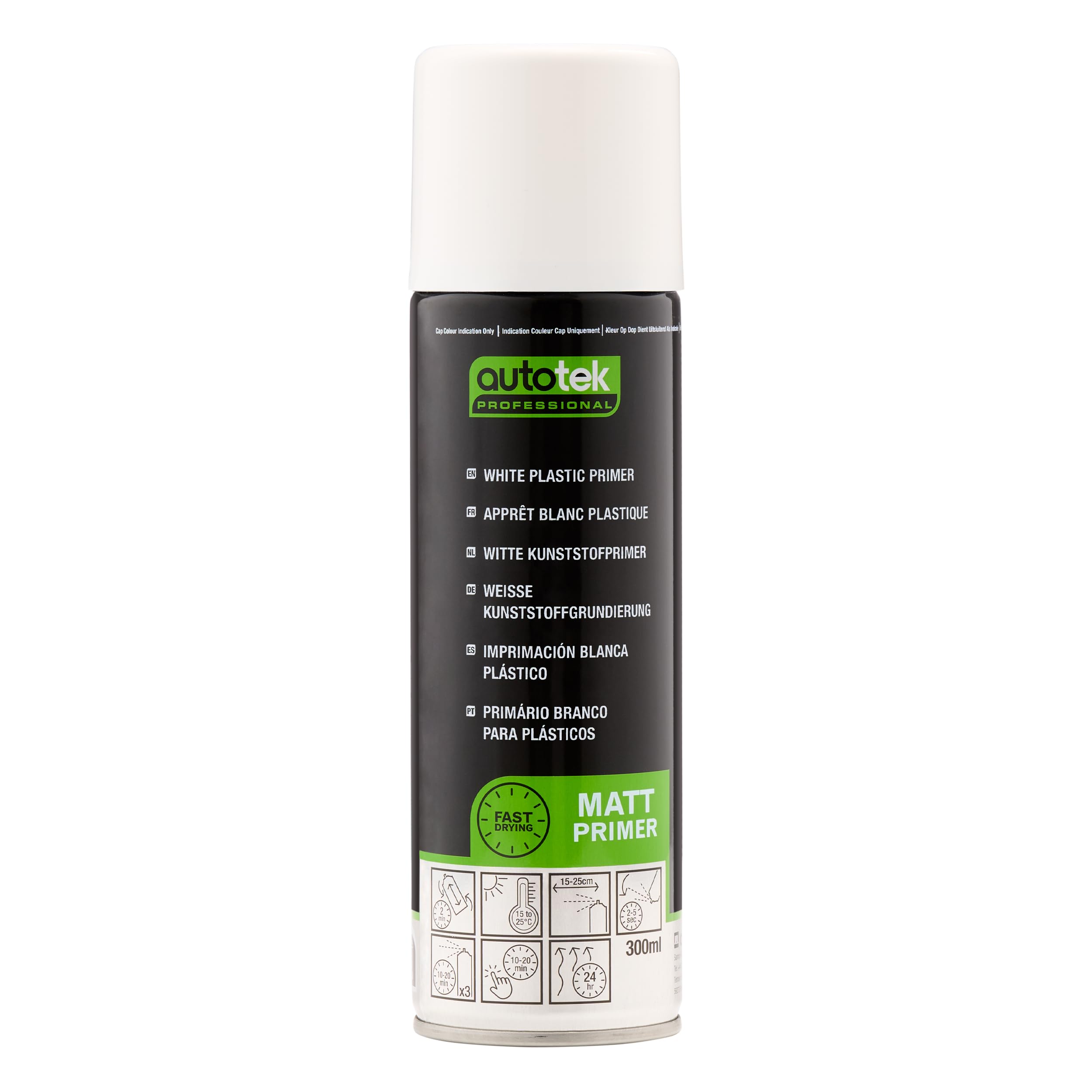 Autotek Professional Expertly Formulated Acrylic Based Primer Spray Paint, White Plastic Primer, 300 ml