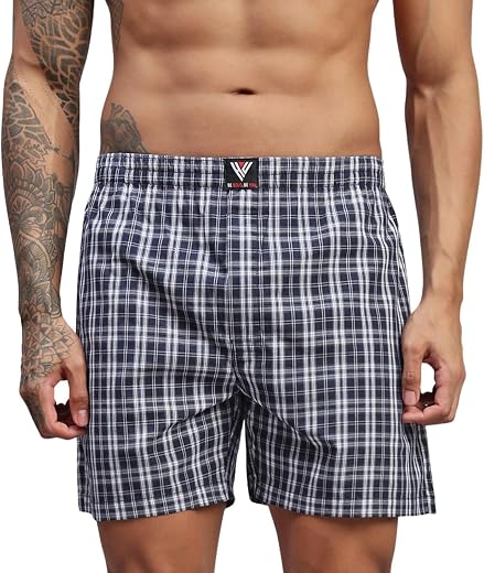 HAYU Blue & White Stripes Men Cotton Boxer Shorts