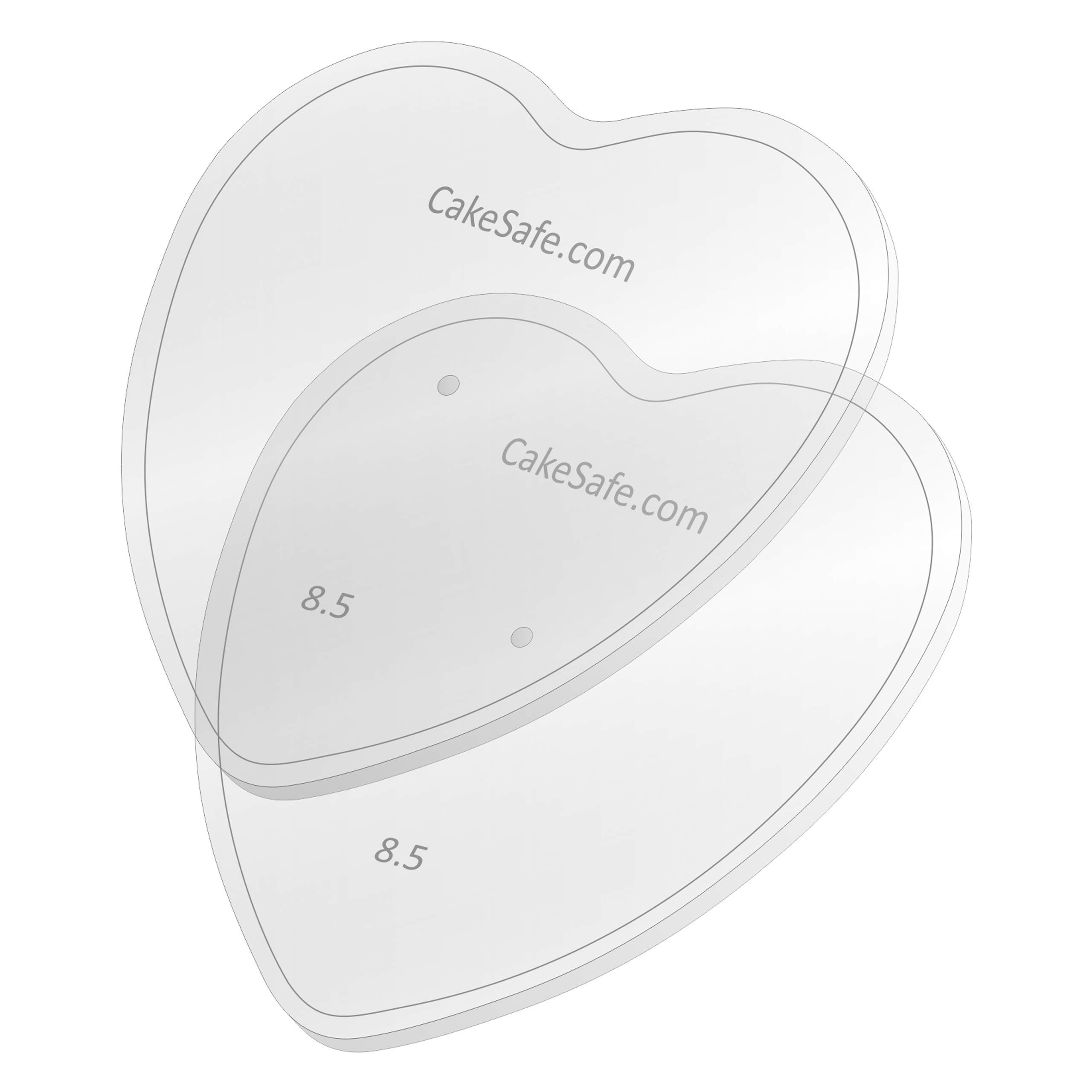 CAKESAFE – Dischi acrilici trasparenti a forma di cuore da 2 a 21,6 cm – Strumento di glassa perfetto per lisciare la crema al burro sulle torte