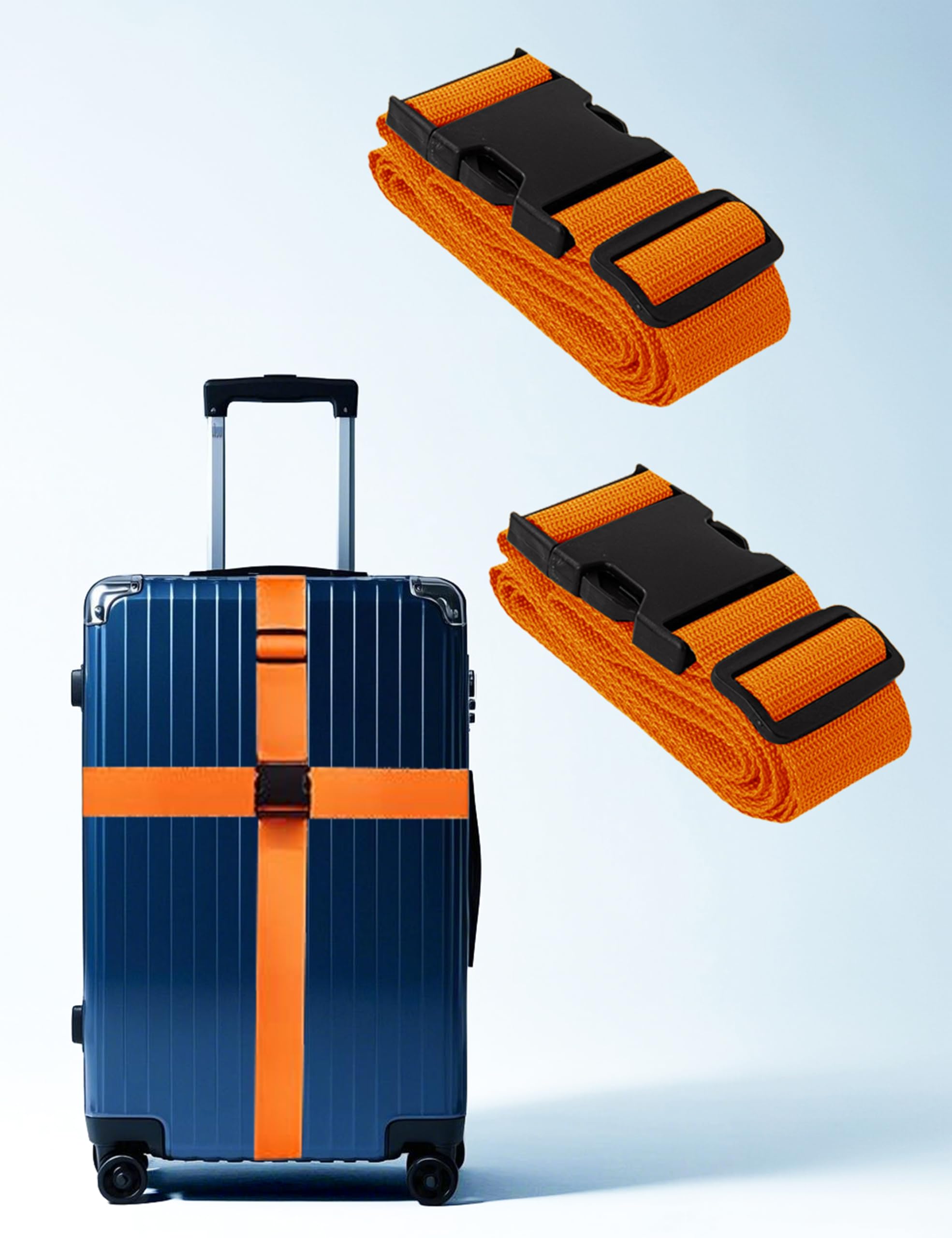 Luggage Straps, Heavy Duty with Quick-Release Buckle Suitcase Safe Belt Adjustable Straps 2/4 Pack(Orangex2)
