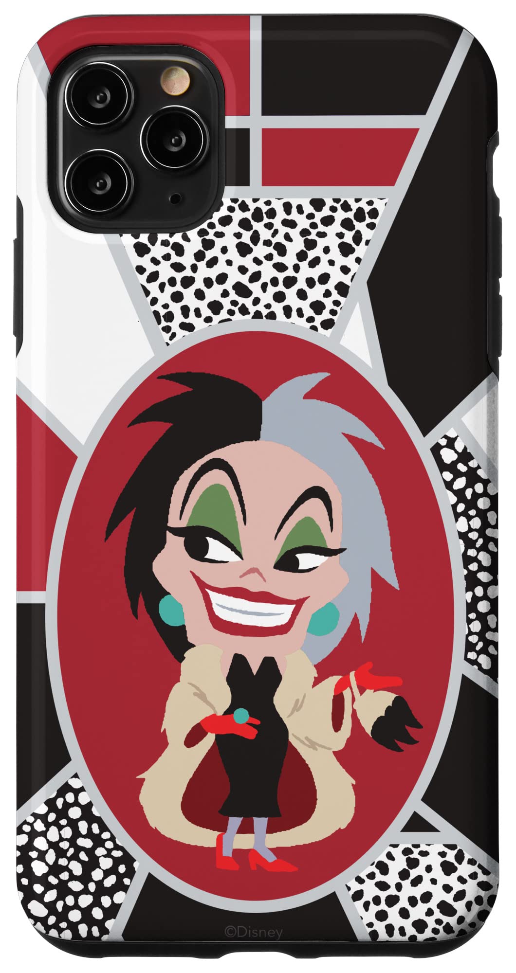 Custodia per iPhone 11 Pro Max Disney Villains Kawaii Cute Crudelia