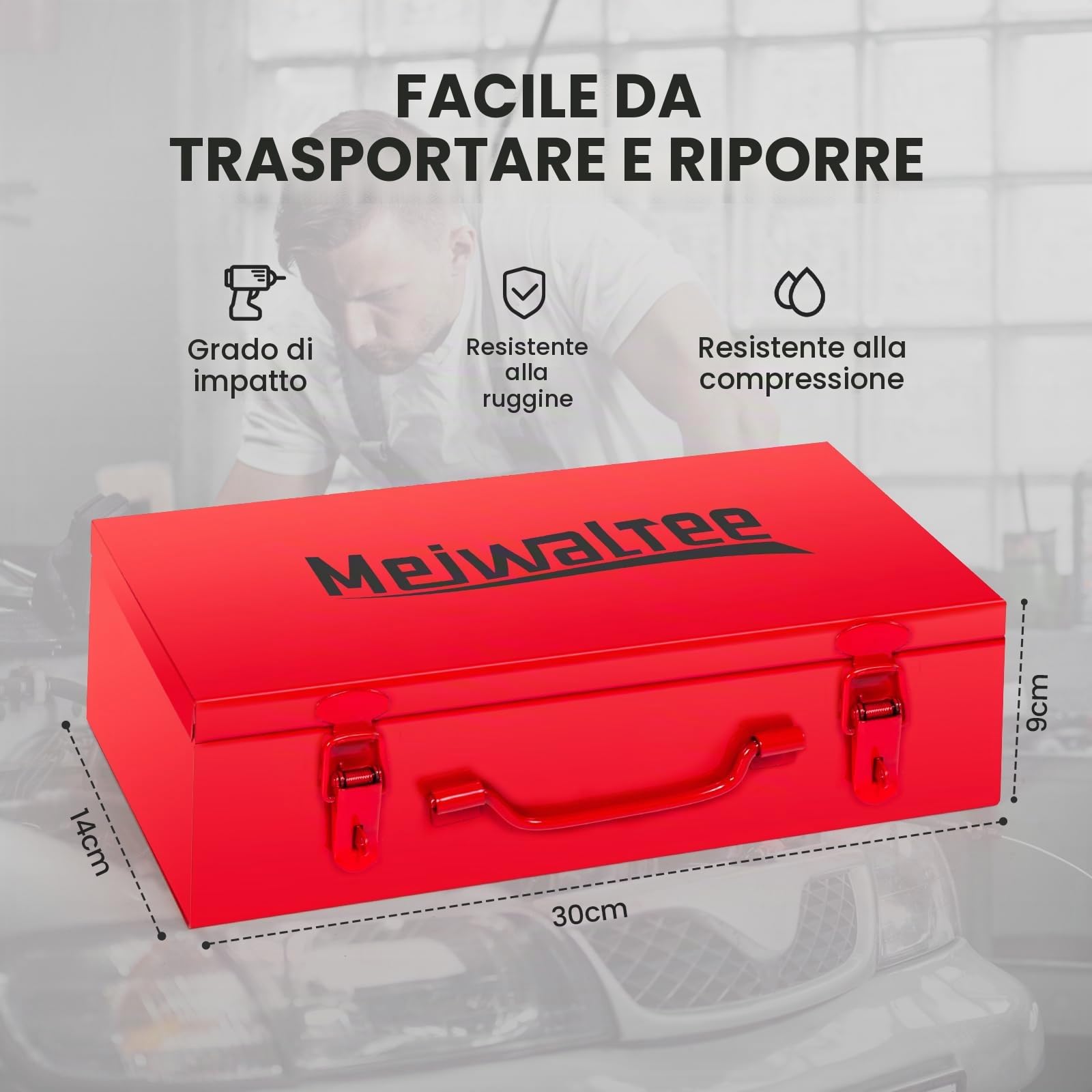 3/4" Set di Bussole a Impatto | 90MM Profondo | Assortimento Jumbo da 10 pezzi Dado a impatto profondo Misure metriche 22-50 mm | Design a 12 punte | Custodia in metallo | Acciaio Cr-Mo