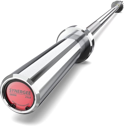 Synergee Barra de cinco pies de 25 libras con mangas de 2 pulgadas. Calificado para levantamiento de pesas. Disponible en cromo, fosfato negro y