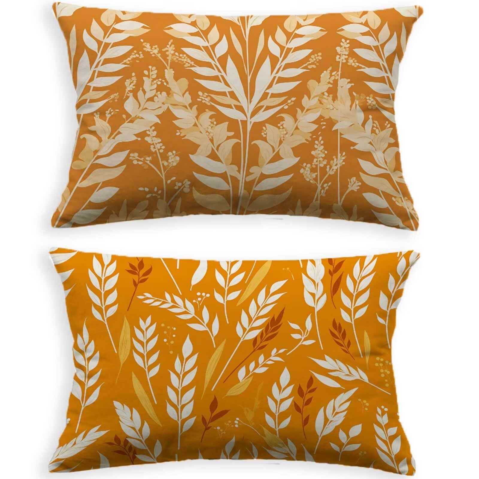 Housse de Coussin 50x70cm Velours Orange Rectangulaire avec Fermeture Eclair Invisible