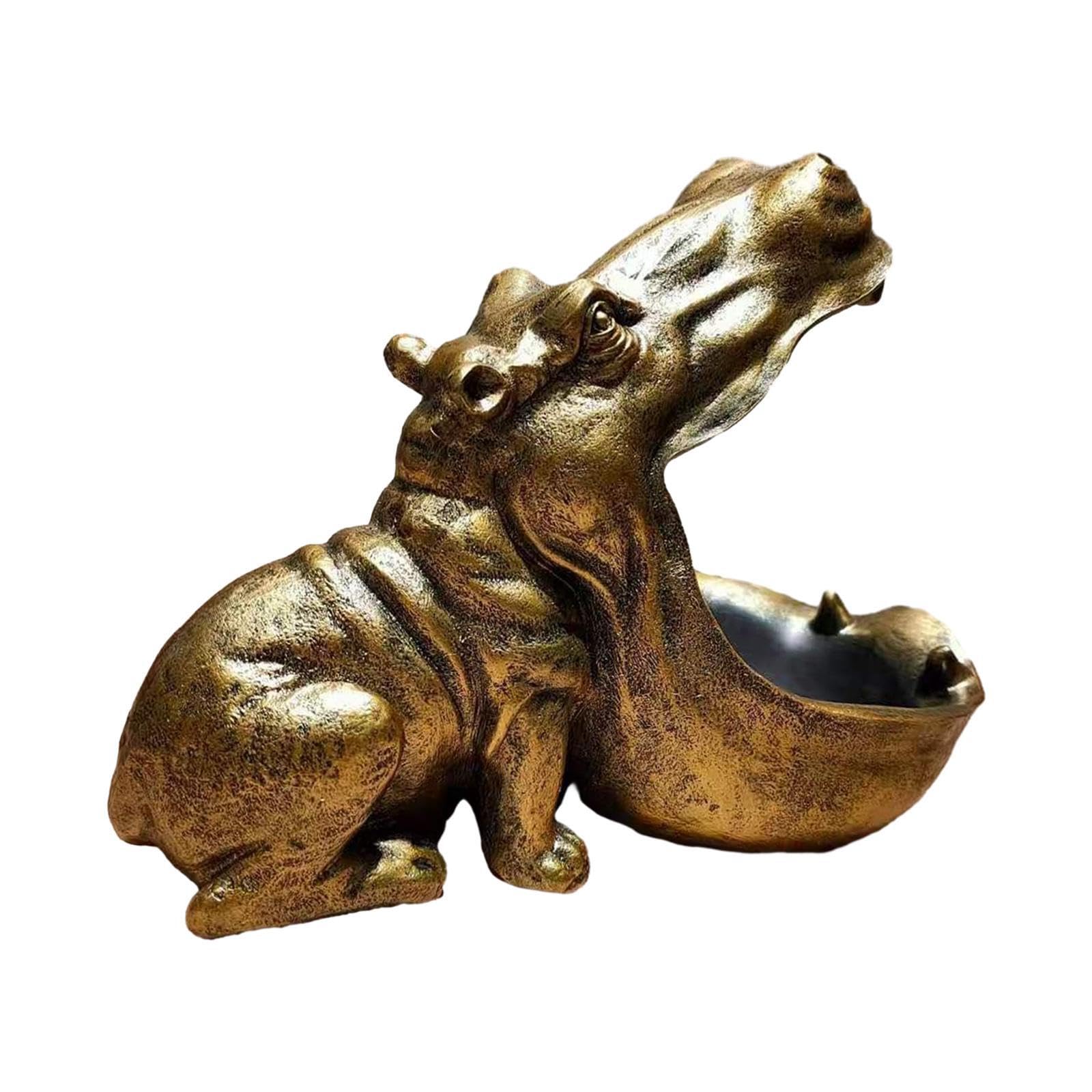 Pixzcsa For Creative Animal Statue River Horse Figurine Fun Resin Candy Dish Bowl For Home Animal Statue 20Cmx11cmx17cm River Horse Figurine Resin Unique