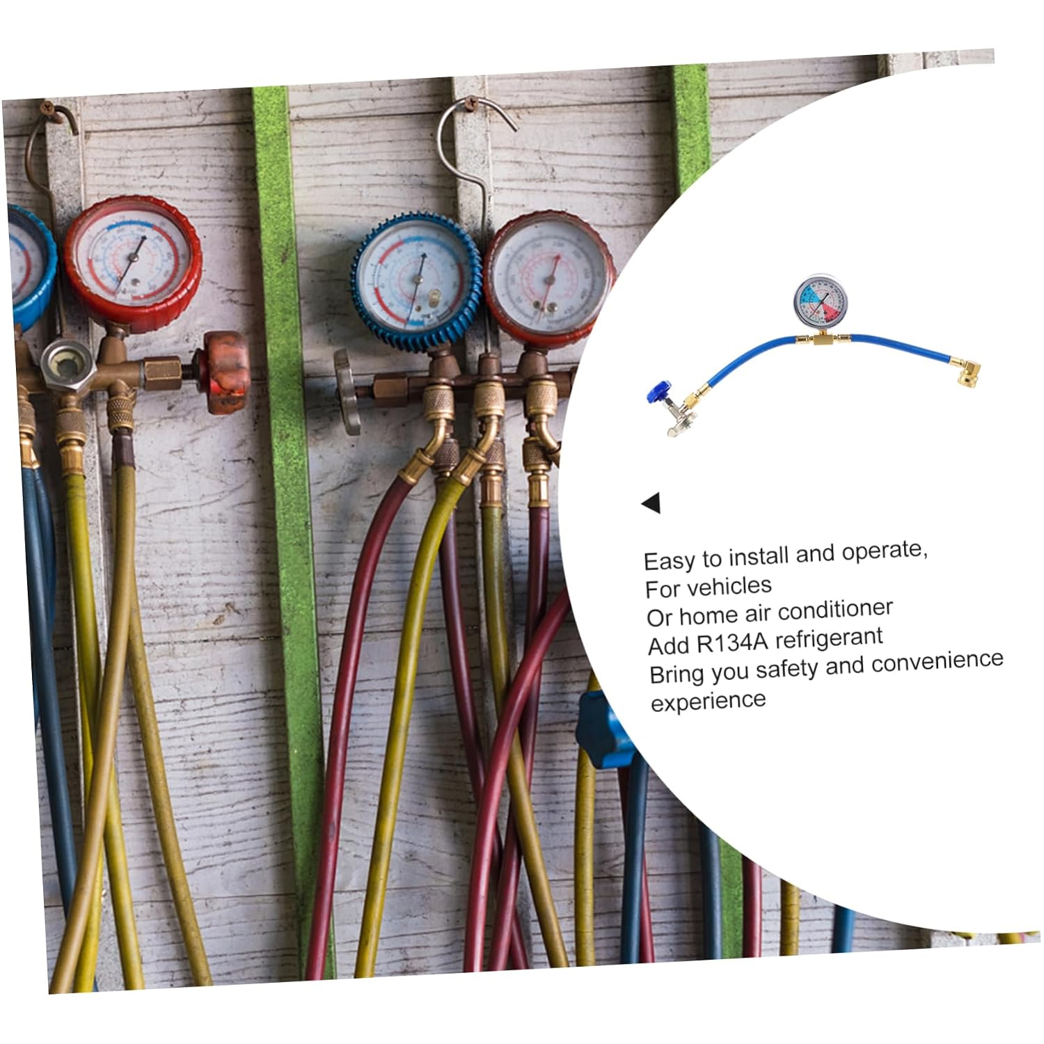 Sosoport Filling Tube with Gauge Easy Install Air Conditioner Pressure Gauge Tool for Accurate Low Side Pressure Check Durable Charging Hose for Automotive Use
