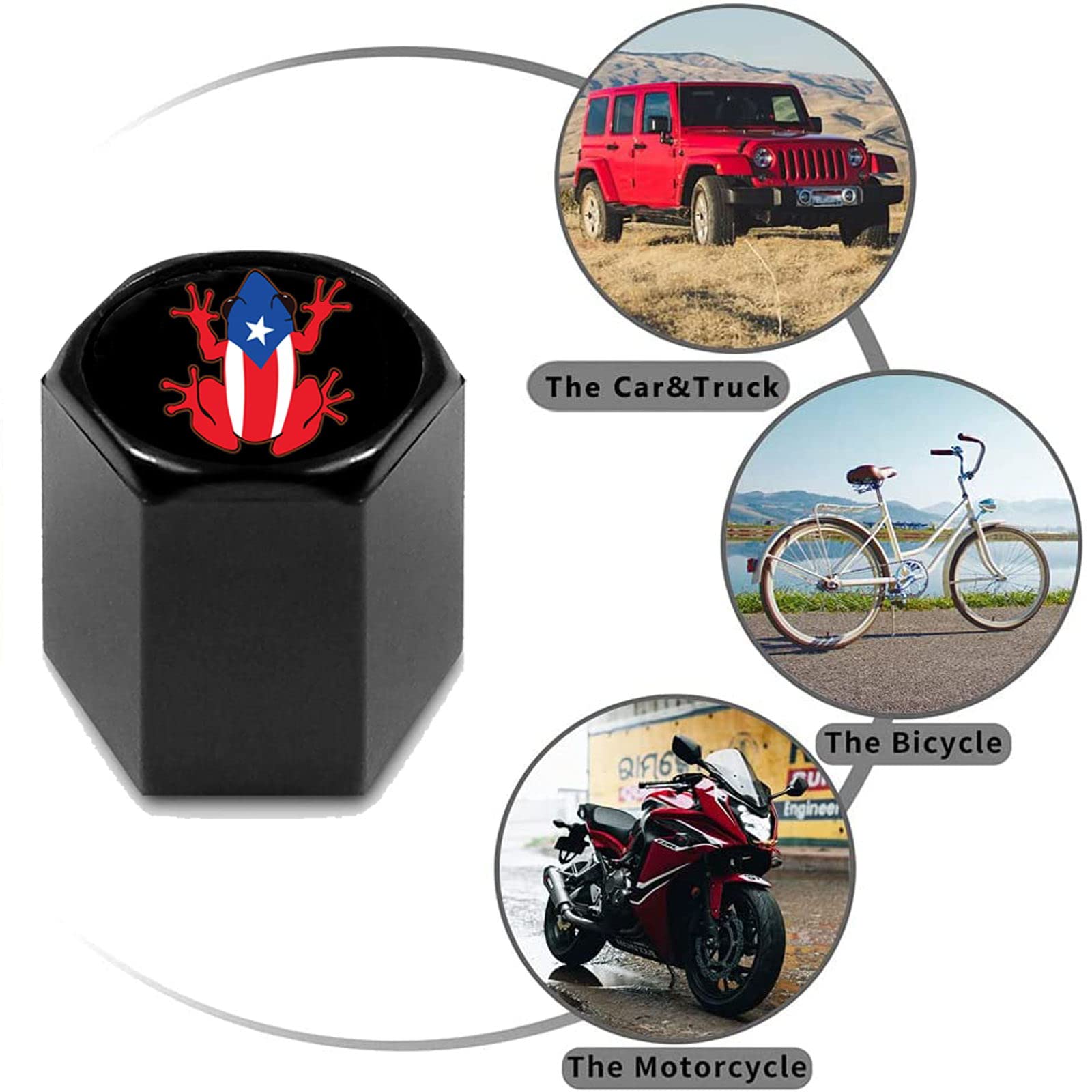 4pcs Tire Valve Stem Caps Compatible with Coqui Frog Boricua Puerto Rico Rican Stem Cap Universal Car Air — view 2