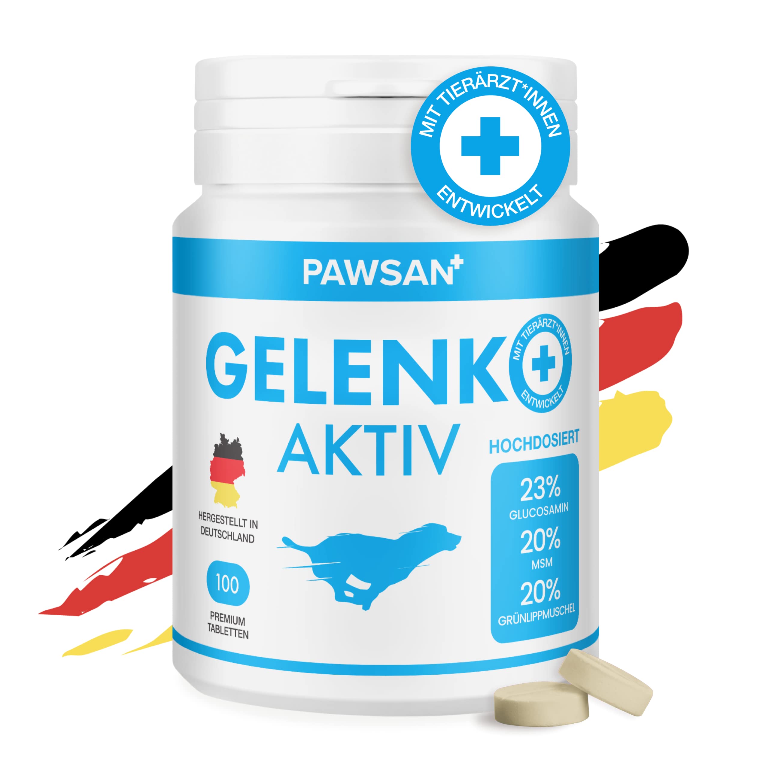 PAWSAN® Gelenktabletten Hund - Grünlippmuschel Hund - HOCHDOSIERT - Gelenktabletten für Hunde mit Teufelskralle Hund, MSM Hund & Kollagen Hund - Gelenk- & Knochenschutz für Hunde