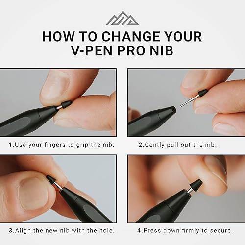 Miniatura 4 de V-Pen PRO - Puntas de repuesto (5 unidades) para el bolígrafo Notable Paper Pro, punta negra de alta calidad, asegurando precisión, fácil