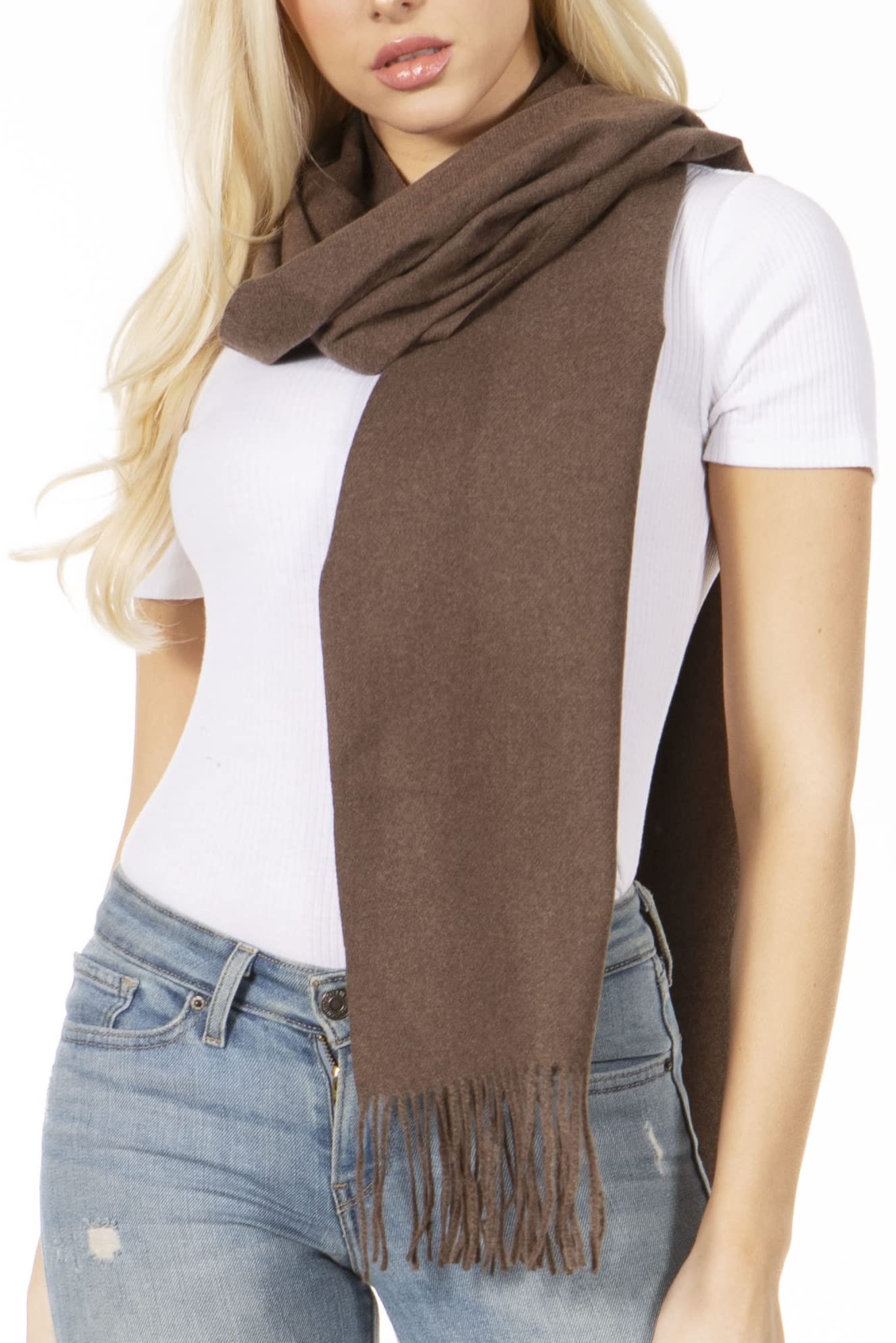 Sakkas Booker Kaschmir fühlen feste farbige Unisex Winter-Schal mit Fransen