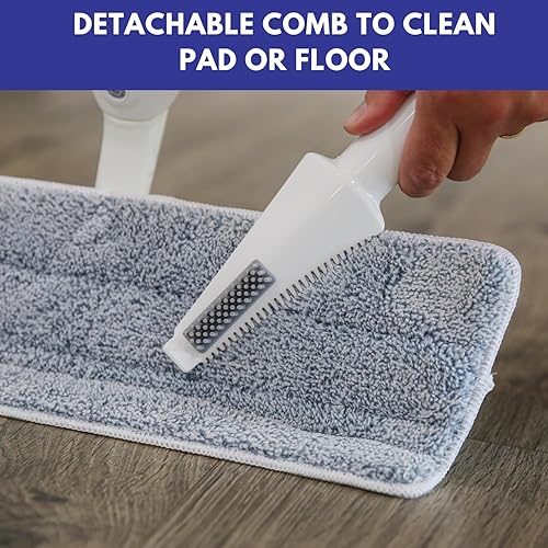Miniatura 9 de Don Aslett 's Spray Mop Plus+ para limpieza de suelos Cabezal giratorio de 360  Almohadilla de microfibra reutilizable  Raspador de goma  Botella