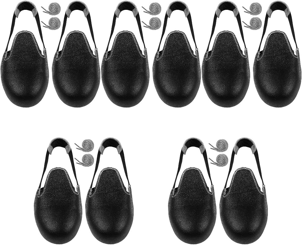 NUOBESTY 5 Pairs Steel Metal Toe Covers for Shoes Safety Overshoes with Adjustable Strap Non-slip Steel Metal Toe Inserts Universal Labor Insurance Shoe Covers for Industry Workplace (size Eu 36-46)
