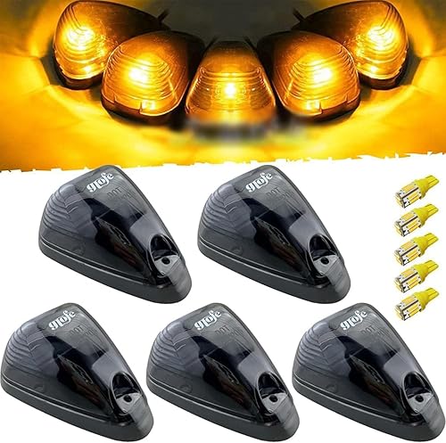 Miniatura 10 de 5 lámparas de funcionamiento negras con lente ahumada para techo de cabina con luces LED verdes compatibles con Ford F150 F250 F350 F450 F550 F650