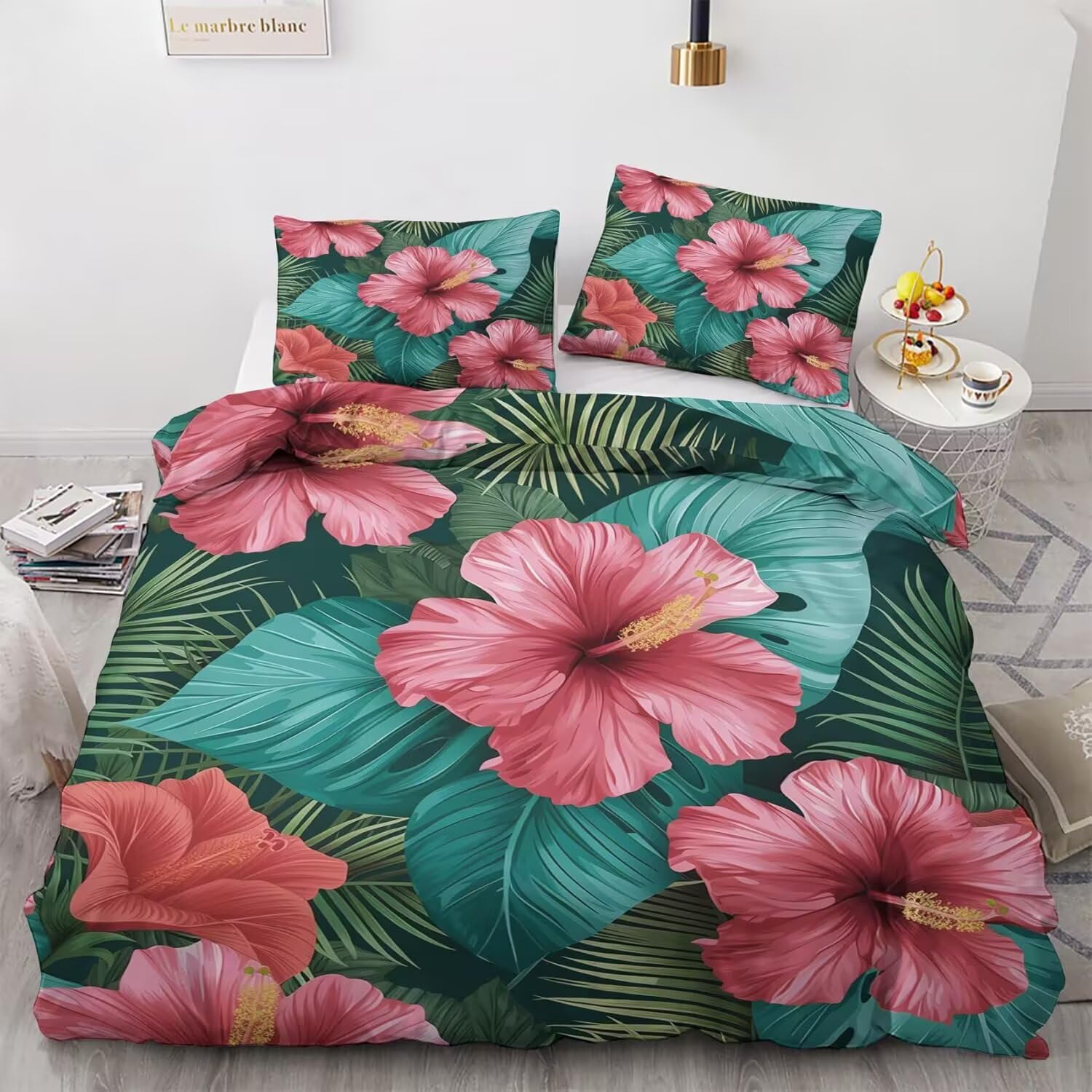 Parure de lit 140x200 fleurs exotiques pour créer un cocon ado doux et coloré