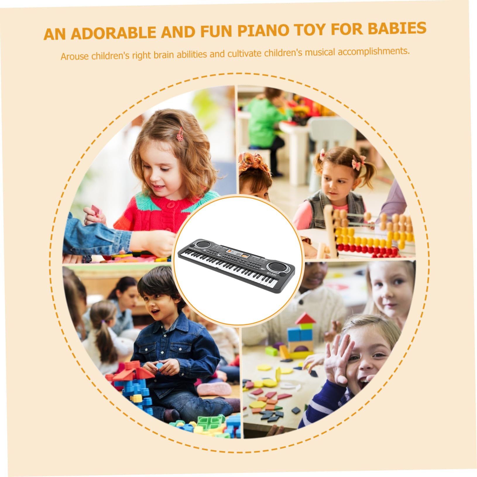 Juguete de Piano para Niños 61 Teclas, Abs Negro, Aprendizaje