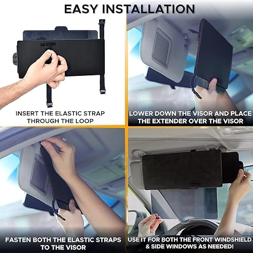 Vista 6 de EcoNour - Extensor de visera de coche mejorado con bloqueador solar Extensión de visera de parabrisas polarizada antirreflejos ofrece protección