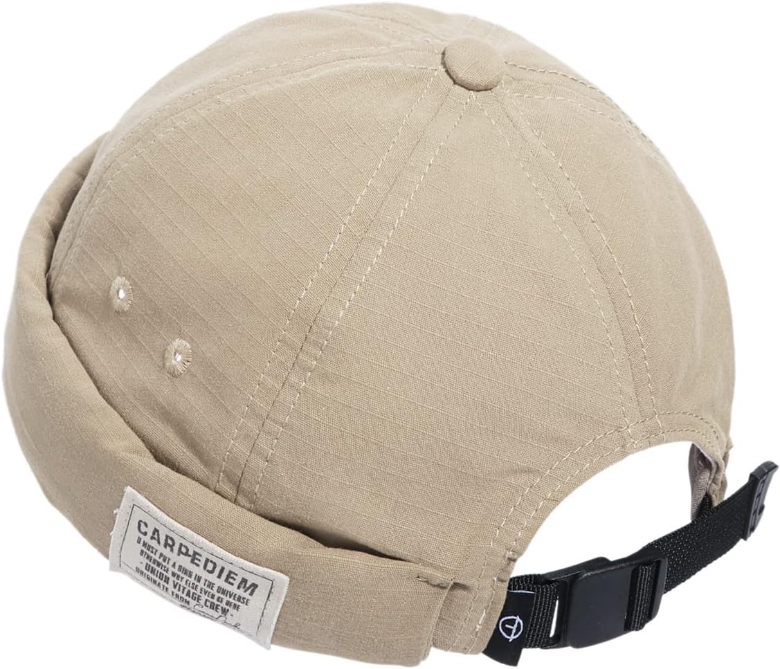 Hats for Men - Brimless Cap, Retro Strapback, Adjustable Landlord Skullcap, Gd43-beige, One size