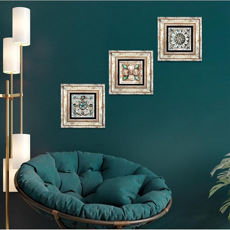 Pinecone Stone Fas Desenli Vintage, Çini Sanatı Taş Duvar Tablosu - Çerçeveli Taş Tablo - Dekoratif Duvar Sanatı - Modern Ev ve Ofis Duvar Dekoru T3-173