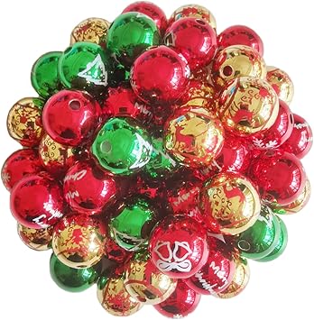 Xeahung 40Pcs Acrylic Christmas Beads 16mm Christmas Crystal Beads for Jewelry Making Bracelets Earring Necklace Adults Beading DIY Art Craft Projects Christmas Ornament Birthday Gifts 40