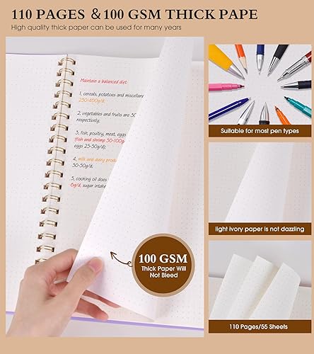 Vista 74 de Cuaderno de papel cuadriculado, cuaderno en espiral de 8.5 x 11 pulgadas, cuadernos de cuadrícula grande A4 para mujeres y hombres, papel gráfico