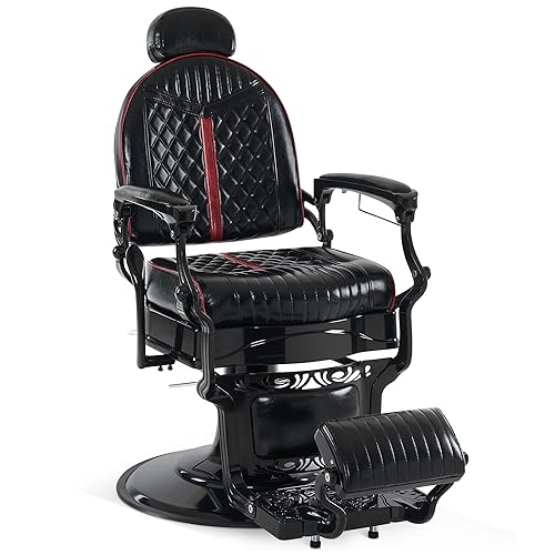 BarberPub Silla de peluquero vintage de metal resistente multiusos profesional reclinable hidráulico salón de belleza Silla de spa Equipo de estilo