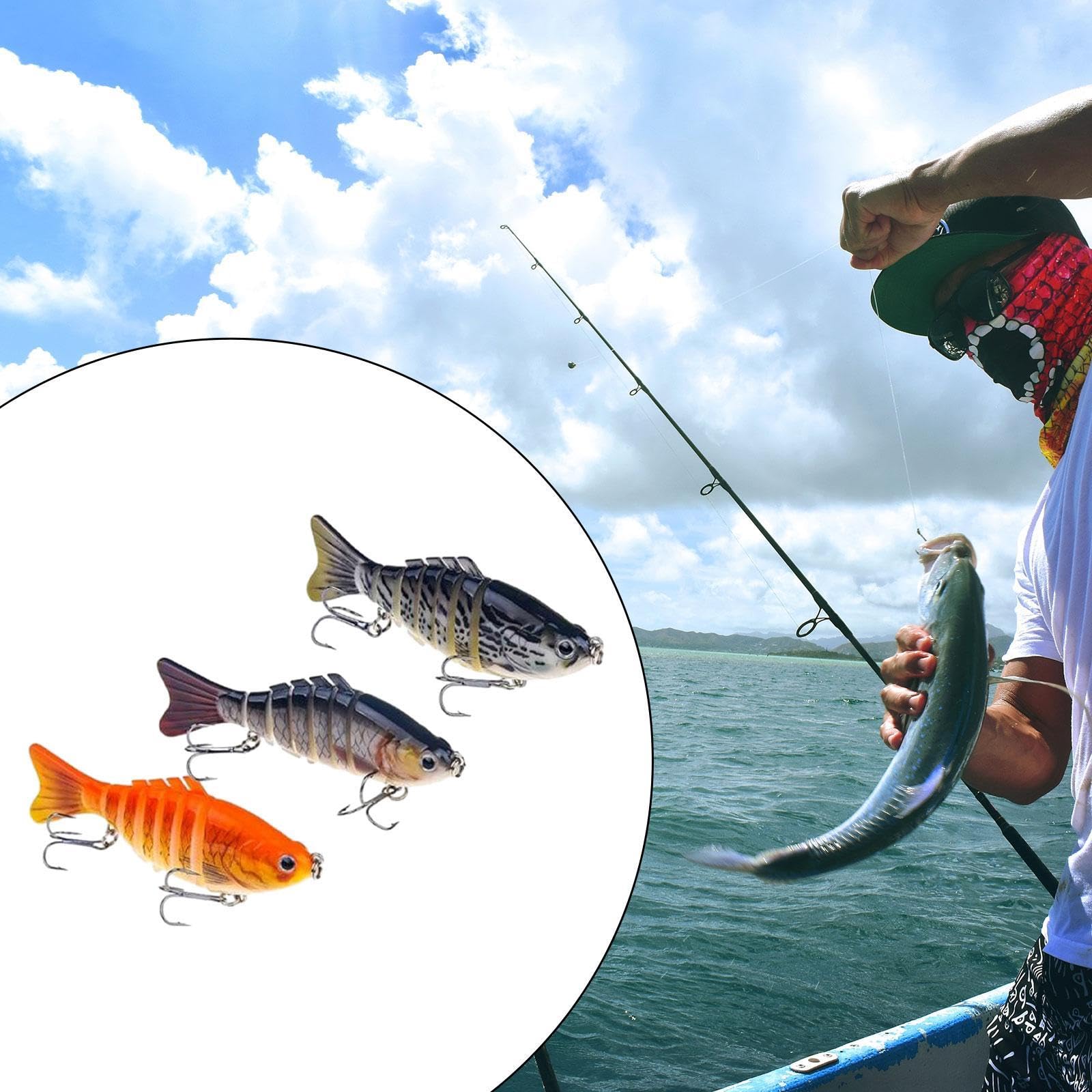 YIJU 3 Pieces Fishing Lures Swimbaits Segmented Metal Gifts Crankbait Fishing Baits Hard Lures for Catfish Perch Bass Pike Trout, Style B