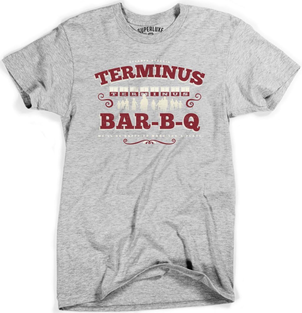 Mens Terminus BBQ Vintage Style Zombie Apocalypse T Shirt, Sport Gray, XXX-Large