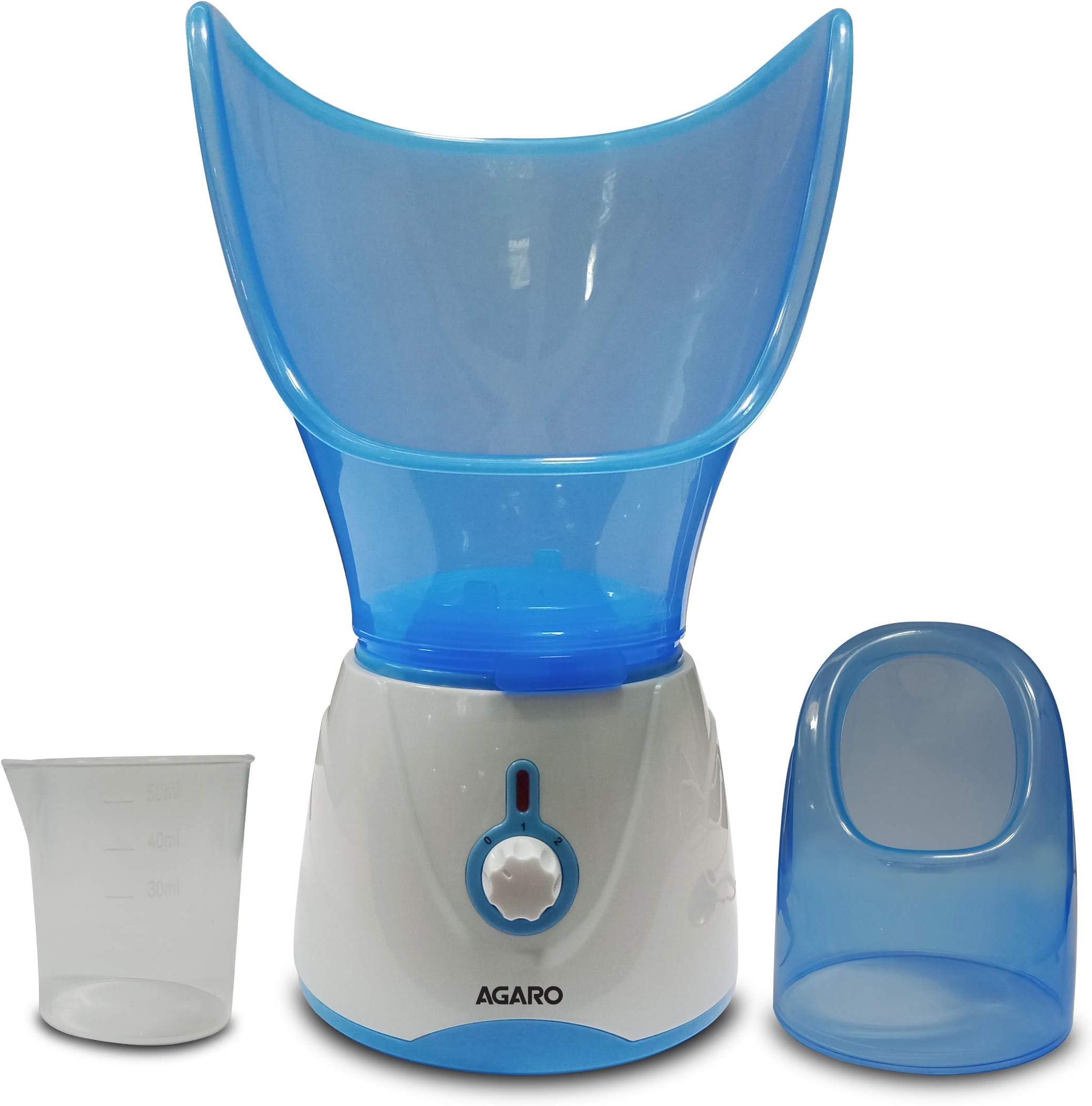 AGARO Aura Face Steamer, Vaporizer/Steam Inhaler with Facial mask and Nasal Mask, Rejuvenate Skin for Youthful Complexion, Deep Cleanse SPA, Prevents Breathing Disorders, sinusitis (Blue and White)