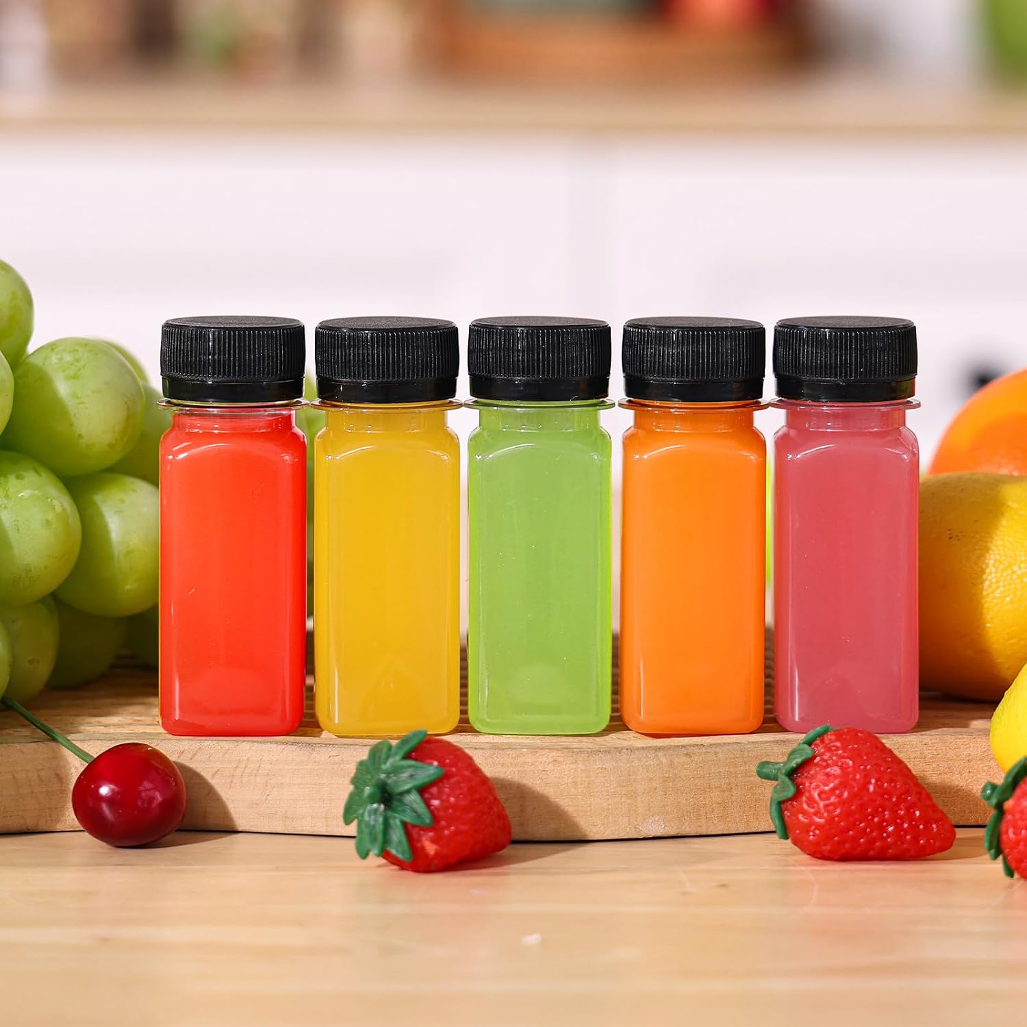SUPERLELE 20pcs 2oz Plastic Shot Juice Bottles with Caps