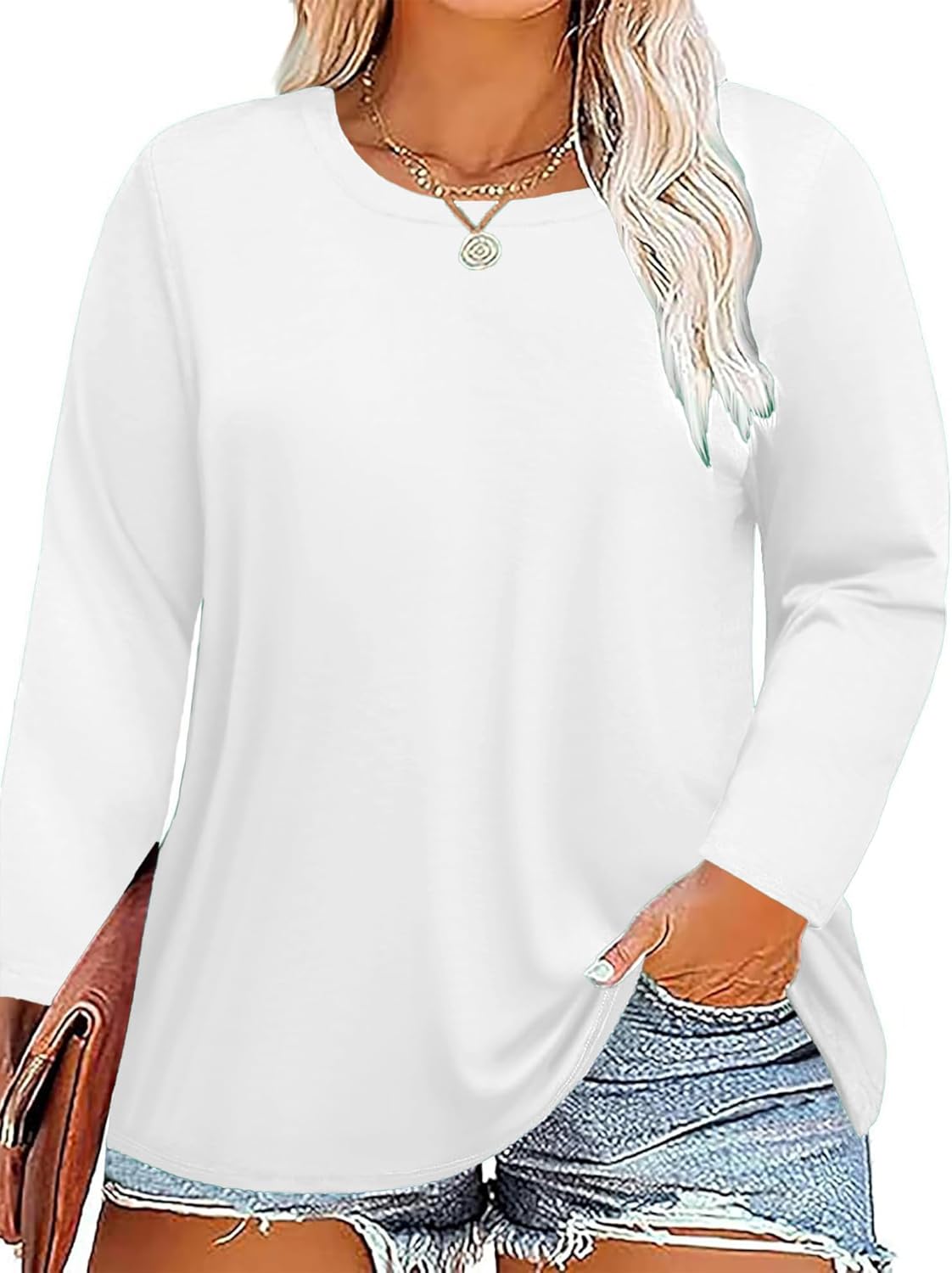 Plus Size Long Sleeve T Shirts Women Fall Tops Tshirts Tunic Casual Tee