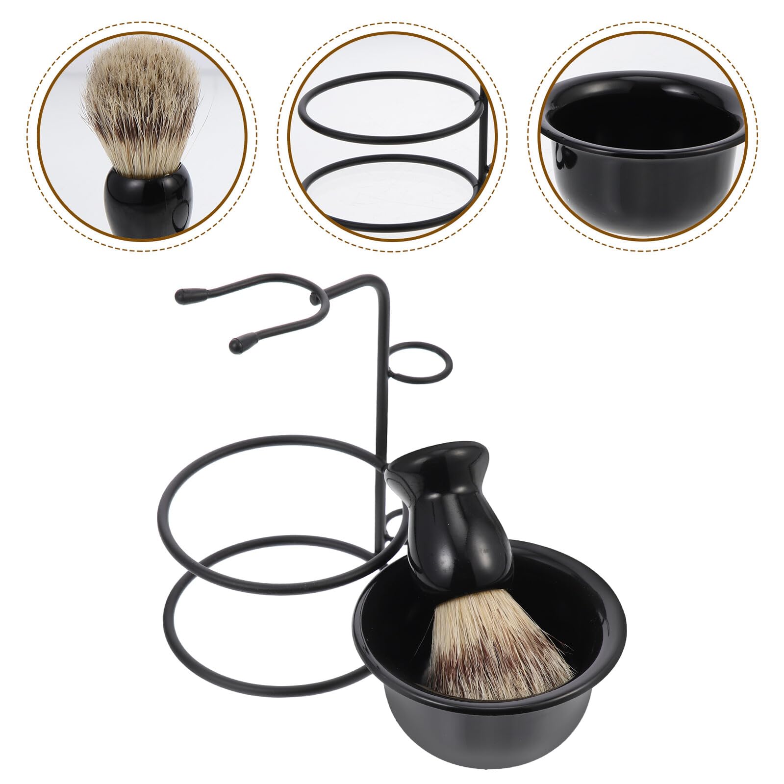 Kit Cuidado de Barba para Hombre Brocha de Afeitar Negra y Cuenco Profesional, Acero Inoxidable y Abs, Diseño Retro, y Fácil de Transportar
