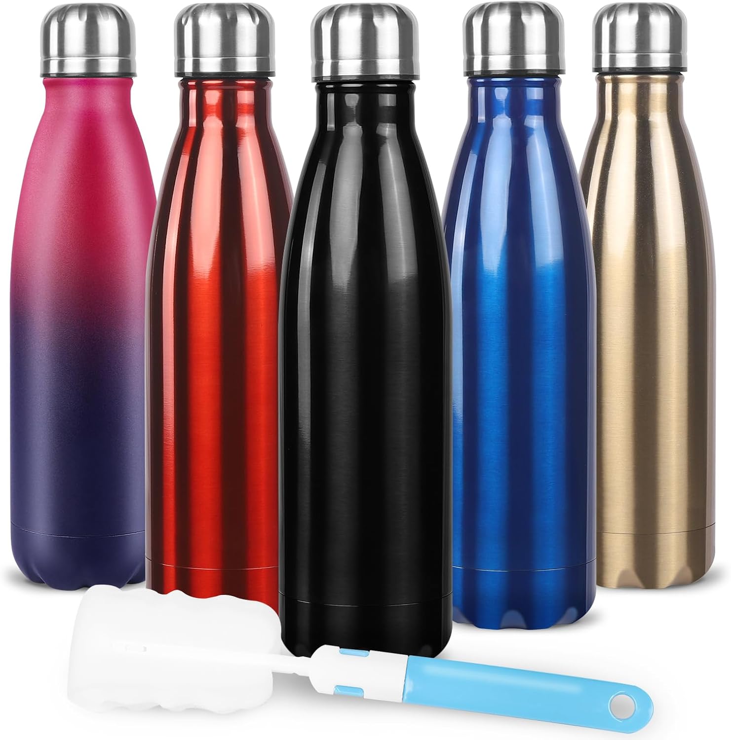 Sfee Botella de agua aislada, botellas de agua de acero inoxidable de 17 onzas, botellas de agua reutilizables al vacío de doble pared a prueba de