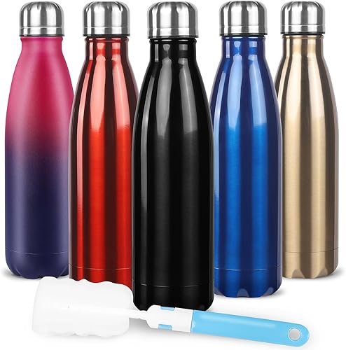 Sfee Botella de agua aislada, botellas de agua de acero inoxidable de 17 onzas, botellas de agua reutilizables al vacío de doble pared a prueba de