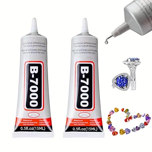 B-7000 Adhesive Multi-Function Glues,Super Glue Suitable for Phone Screen Repair,Wooden,Jewelery,1 Pack (15ML*2)