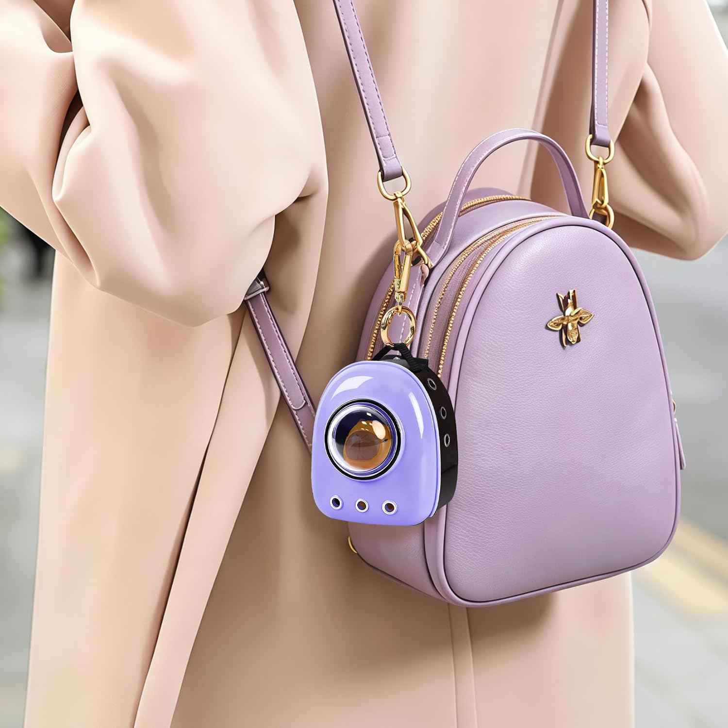 Mini Capybara Set with Metal Keychain Bag Charms Decor, Backpack Display Case Keychains Gifts for Women Boys Girls