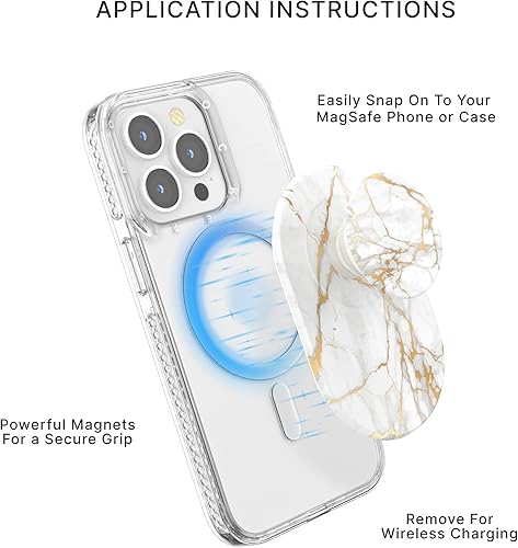 Miniatura 8 de PopSockets Agarre para teléfono compatible con MagSafe, soporte para teléfono, compatible con carga inalámbrica, tejido de carbonita