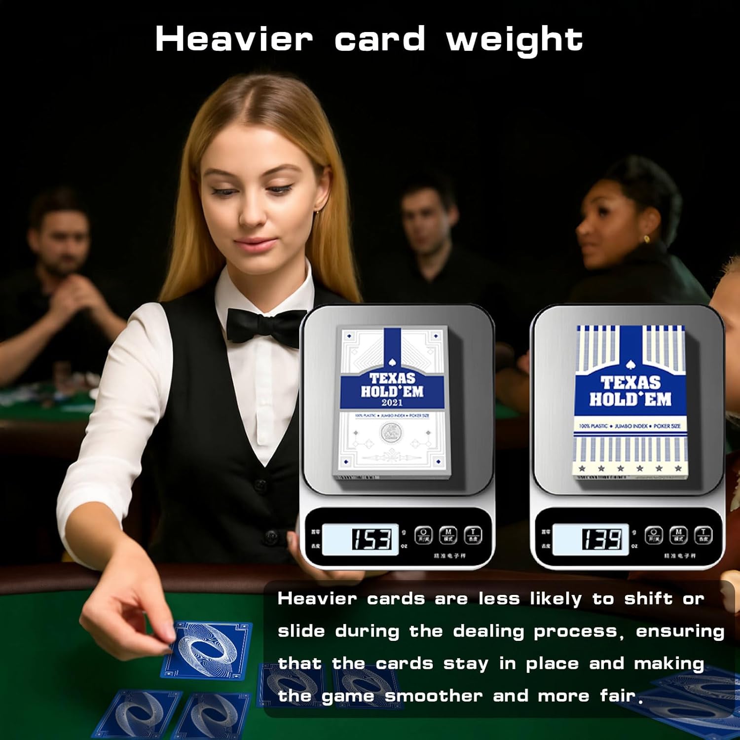 Ben Niu Plastic Playing Cards 2 Pack with Black Cut Card, Waterproof PVC Poker Cards for Texas Holdem, Jumbo Index Standard Size Deck with Swirl Back Design, Thickened Material - Red & Blue