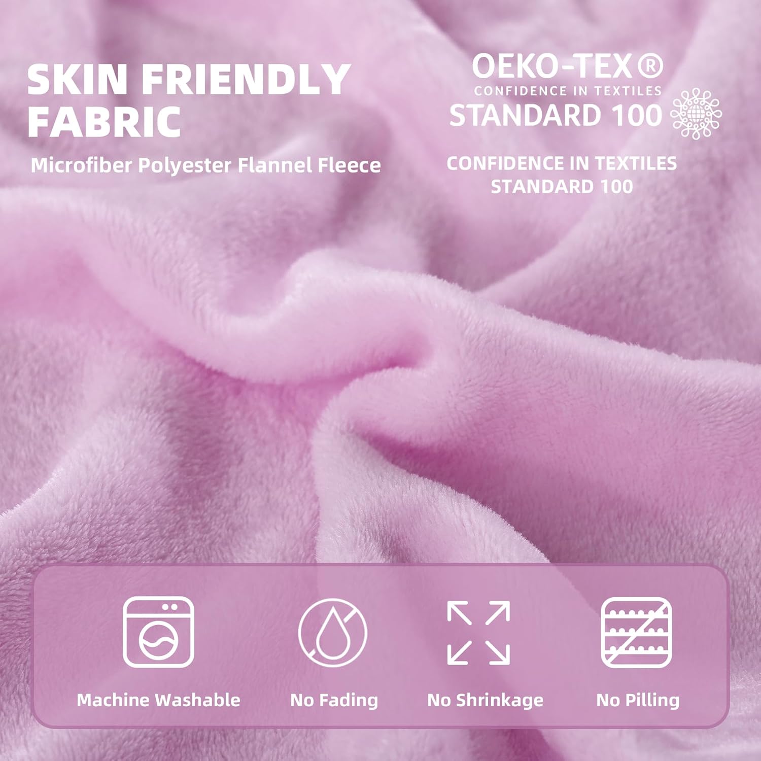 Lavender Queen Size Fleece Throw Blanket for Bed Couch, Soft Warm Fuzzy Cozy Blankets for Women Men, 300GSM Room Decor Flannel Microfiber Blankets for All Seasons, 90x90 Inches