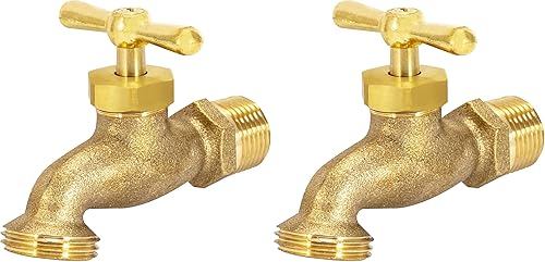 Miniatura 8 de Eastman Válvula de manguera de riego Bibb, 1/2 pulgada MIP x 1/2 pulgada MHT Grifo exterior, Válvula de jardín de latón, 20181