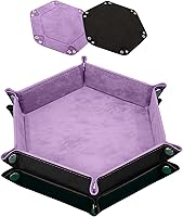Vista 11 de SIQUK Bandeja de dados de piel sintética, plegable, hexagonal, para juegos de dados como RPG, DND y otros juegos de mesa (azul claro, negro)