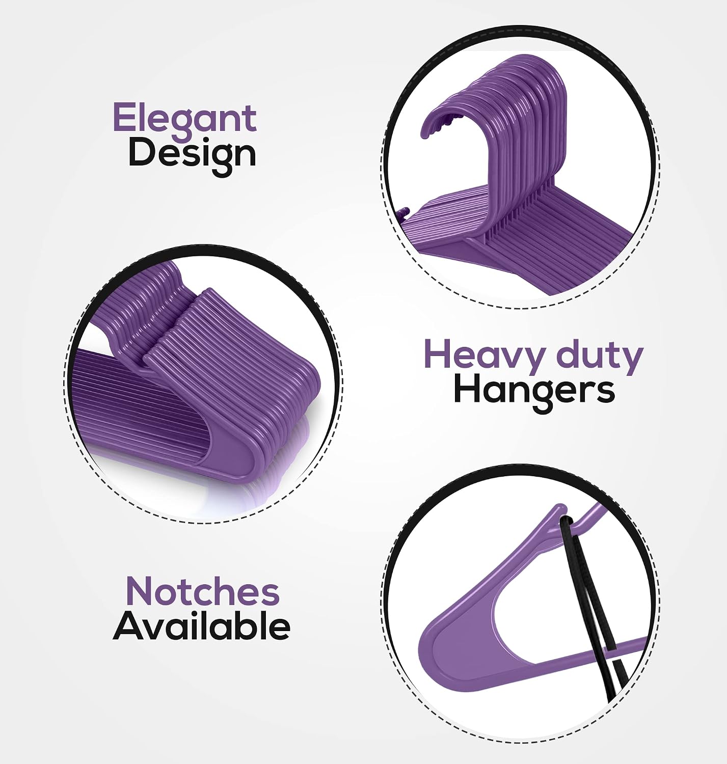Utopia Home Plastic Hangers 100 Pack - Perfect Space Saving Clothes Hanger - Durable and Strong - Perfect Closet Organizers with Shoulder Grooves (Purple) image 3