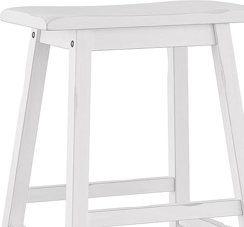 Miniatura 6 de Hillsdale Moreno Taburete de madera sin respaldo para bar, 29 pulgadas de alto, blanco mar