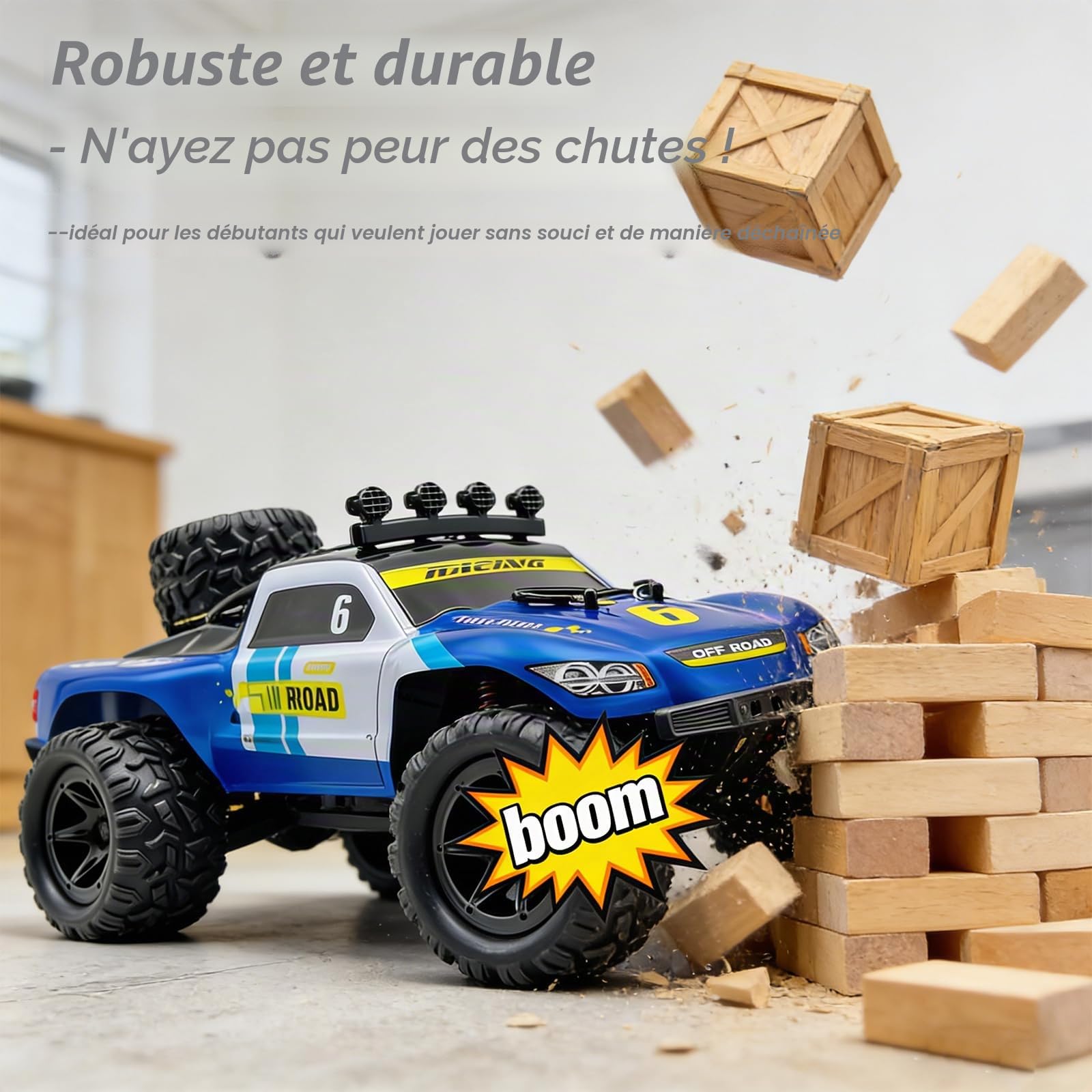 Voiture RC 1:18 4×4, véhicule télécommandé Tout‑Terrain Haute Vitesse 40 km/h avec 2 Batteries (45 Min d'autonomie), Camion Tout‑Terrain étanche IPX4 adapté au Sable, à la Boue et à la Neige