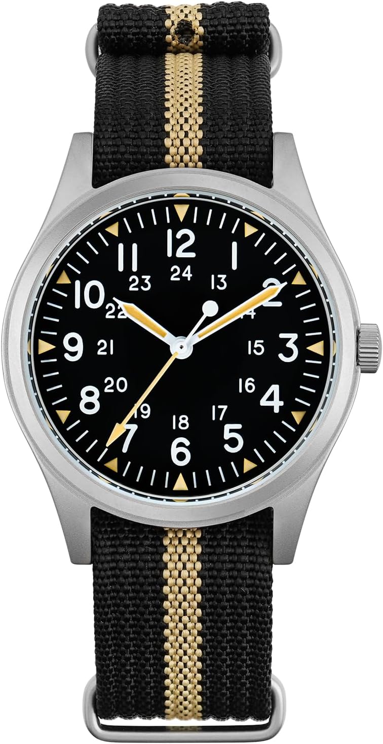 TACTICAL FROG Militado ML07 36mm Field Watch VH31 Japan Movt with Sweep Seconds Men's Military Watch 10 ATM Waterproof Analog Watches for Men and Women Unisex Wristwatch