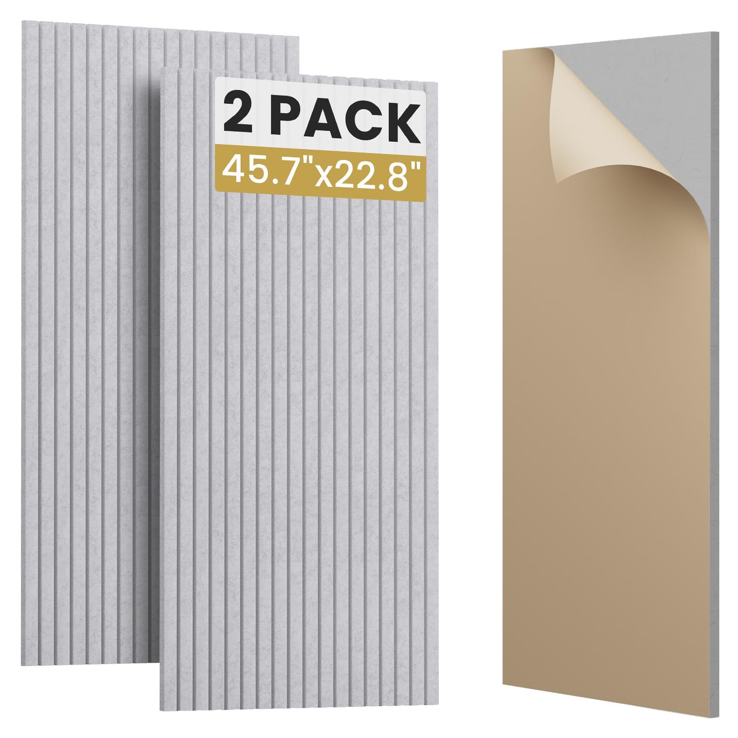 SVILINEK Soundproofing Panels Acoustic Panels 45.67"x22.83" Self-Adhesive 3D Sound Absorbing Wall Panels,for Sound Absorbing, Soundproof Panels for Living Room (Grey, 2-Pack (14.5sq.ft.))