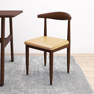 Silla De Comedor De Hierro Forjado, Silla De Oficina De Ocio para Computadora con Respaldo De Cuero Sintético, Adecuada para Restaurante, Cafetería, Terraza U Oficina.(Walnut Color-Beige)